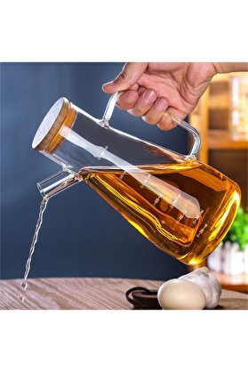 STOREMAX shopverse Borosilikat Cam Chef Model Yağdanlık [Bambu Kapaklı] trendflick 1014773