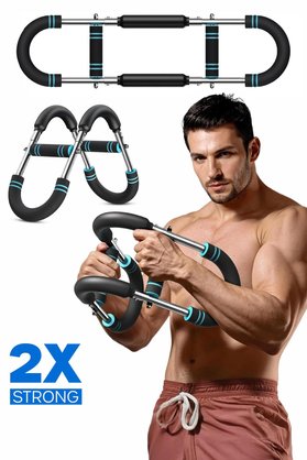 Telvesse 2X Power Ayarlanabilir Çift Metal Yaylı Göğüs & Kol Full Body Egzersiz Aleti Fitness Bar