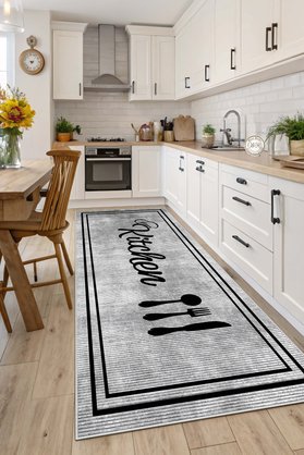 Olverno Home Makinede yıkanabilir kaymaz taban leke tutmaz dijital mutfak halısı salon halısı ve yolluk