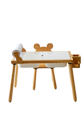 Woodnjoy Ahşap Duyusal Çocuk Aktivite Masası+1 Sandalye Seti