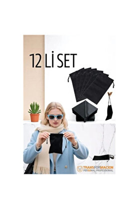 Buti̇k Hsnet Kumaş Gözlük Kılıfı 6+6 Kılıf+Bezli̇ Set