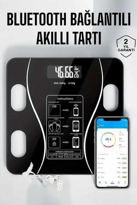 Aletools Akıllı Tartı Bluetooth Bağlantılı Yağ Ölçebilen Tartı Yeni Nesil - Teolsa4755-8938
