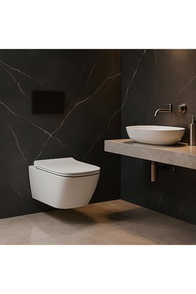 Turavit Luna Beyaz Kanalsız Asma Klozet LN5610 Nkp Lento Duroplast Yavaş Kapak