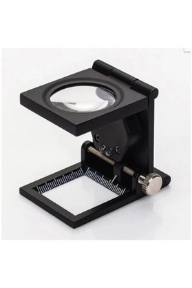 Evimdeyokyok 28X28 Mm Katlanır Sayaçlı Metal Lüp, 2 Led Işıklı Büyüteç Tekstil Th9005A