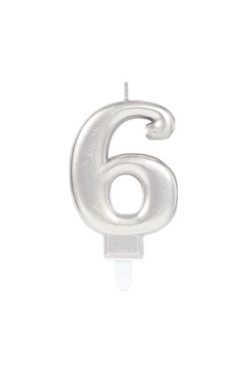 Evi̇mdeyokyok 6 Rakam Mum Gümüş Renk