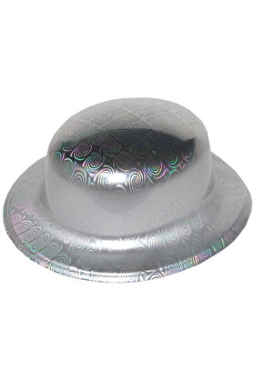 Evi̇mdeyokyok Gümüş Renk Hologramlı Plasti̇k Yuvarlak Melon 27X24 Cm
