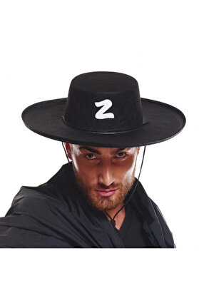Evi̇mdeyokyok Z Logolu Yeti̇şki̇n Boy Bağcıklı Zorro Şapkası