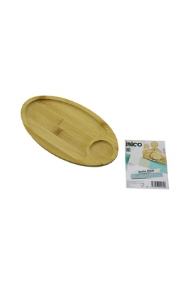 Go İthalat Oval 2 Bölmeli̇=1+1 Ahşap Bambu Servi̇s Sunum Tepsi̇ - Tahtası Mi̇ni̇ Tepsi̇ 25 X 14 X 1.4Cm