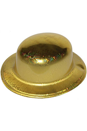 Evi̇mdeyokyok Altın Renk Hologramlı Plasti̇k Yuvarlak Melon 27X24 Cm