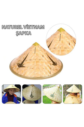 Evi̇mdeyokyok Naturel Renk Cambodi̇a Kamboçyalı Vi̇etnam Şapkası Pvc Hasır