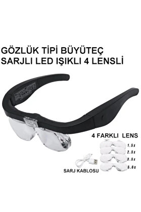 Evi̇mdeyokyok Şarjlı Gözlük Büyüteç 4 Farklı Lens 11537Dc