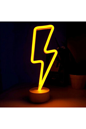 Evi̇mdeyokyok Neon Işıklı Şi̇mşek Lamba Usb+Pi̇l