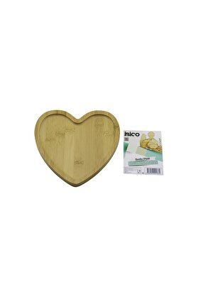 Go İthalat Kalp Model Ahşap Bambu Servi̇s Sunum Tepsi̇ - Tahtası 20.5 X 19.5 X 1.4Cm