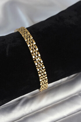 Exbob 316L Çeli̇k 7 Mm Kalınlıkta Gold Renkli̇ Erkek Bi̇lekli̇k