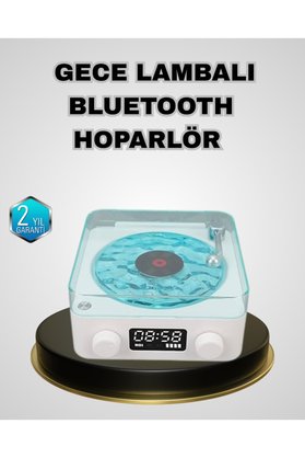 Ethab Giyim Bluetooth Hoparlörlü Gece Lambası Dijital Saat Ekranlı Su Dalgası Efektli Dekor - Glst7478-889