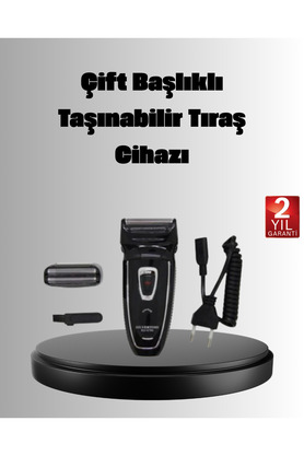 Ucuztekno Şarjlı Kablosuz Tıraş Makinesi Çift Başlık Kuru Tıraş Ergonomik Taşınabilir