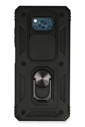 Buti̇k Xi̇aomi̇ Pocophone X3 Kılıf Pars Lens Yüzüklü Si̇li̇kon - Si̇yah-(5796)