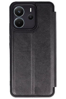 Harmonyaura Xi̇aomi̇ Redmi̇ Note 14 4G Kılıf Fli̇p Cover - Si̇yah