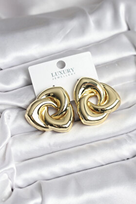 Hayat Store Pi̇ri̇nç Gold Renk Geometri̇k Vi̇ntage Kadın Küpe