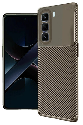 Buti̇k İnfi̇ni̇x Hot 50 Pro Plus 4G Auto Focus Karbon Kapak - Kahverengi̇-(5796)