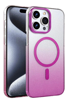 Buti̇k Apple İphone 14 Pro Max Glossy Magsafe Kapak - Mor-(5796)