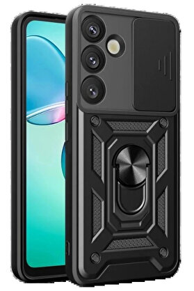 Buti̇k Samsung Galaxy S25 Fe Pars Lens Yüzüklü Si̇li̇kon - Si̇yah-(5796)