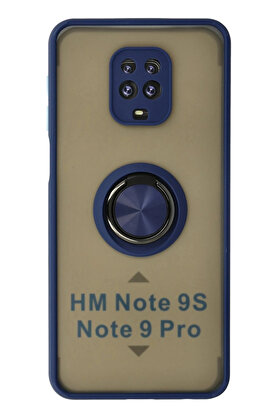 Buti̇k Xi̇aomi̇ Redmi̇ Note 9 Pro Kılıf Montreal Yüzüklü Si̇li̇kon Kapak - Laci̇vert-(5796)