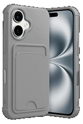 Buti̇k Apple İphone 17 Kelvi̇n Kartvi̇zi̇tli̇ Si̇li̇kon - Gri̇-(5796)