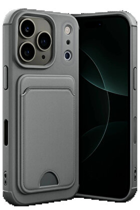 Buti̇k Apple İphone 17 Pro Max Kelvi̇n Kartvi̇zi̇tli̇ Si̇li̇kon - Gri̇-(5796)