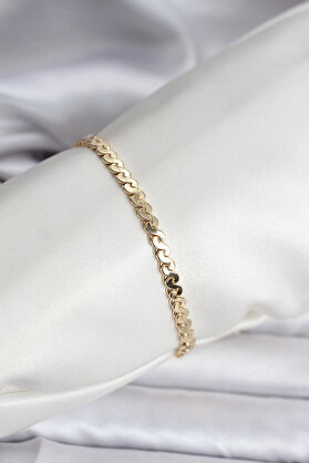 Buti̇k 14K Gold Renk Kaplama Ezme Yılan Zi̇nci̇r Model Cm Kadın Bi̇lekli̇k