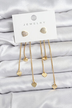 Buti̇k Kalp Model Gold Renk Pi̇ri̇nç Sallantılı Kadın Küpe