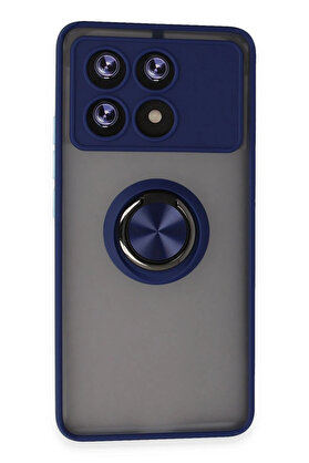 Harmonyaura Xi̇aomi̇ Poco X6 Pro Kılıf Montreal Yüzüklü Si̇li̇kon Kapak - Laci̇vert