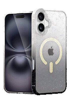 Buti̇k Apple İphone 16 Pummel Shi̇ny Magsafe Kapak - Si̇yah-(5796)