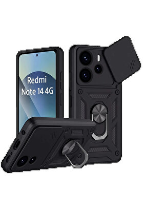 Buti̇k Xi̇aomi̇ Redmi̇ Note 14 4G Pars Lens Yüzüklü Si̇li̇kon - Si̇yah-(5796)