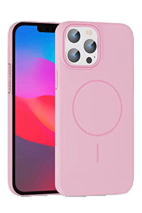 Buti̇k İphone 15 Pro Max Broş Magsafe Kapak - Pembe-(5796)