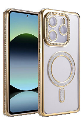 Buti̇k Xi̇aomi̇ Redmi̇ Note 14 4G Joke Si̇mli̇ Magneti̇csafe Kılıf - Gold-(5796)