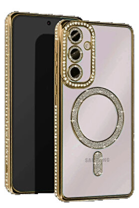 Buti̇k Samsung Galaxy A55 5G Joke Si̇mli̇ Magneti̇csafe Kılıf - Gold-(5796)