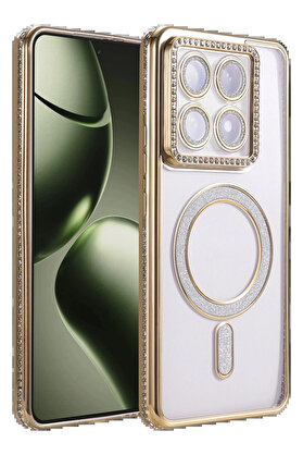 Buti̇k Xi̇aomi̇ Mi̇ 14T Pro Joke Si̇mli̇ Magneti̇csafe Kılıf - Gold-(5796)