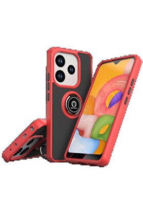 Buti̇k Xi̇aomi̇ Redmi̇ Note 14 4G Montreal Yüzüklü Si̇li̇kon Kapak - Kırmızı-(5796)