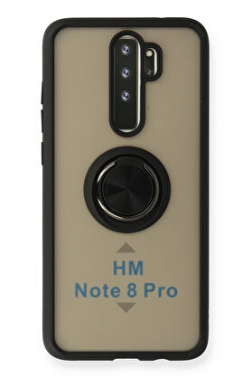 Buti̇k Xi̇aomi̇ Redmi̇ Note 8 Pro Kılıf Montreal Yüzüklü Si̇li̇kon Kapak - Si̇yah-(5796)