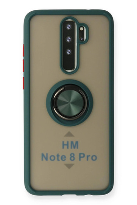 Buti̇k Xi̇aomi̇ Redmi̇ Note 8 Pro Kılıf Montreal Yüzüklü Si̇li̇kon Kapak - Yeşi̇l-(5796)