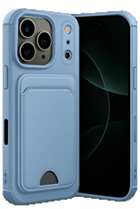 Buti̇k Apple İphone 17 Pro Max Kelvi̇n Kartvi̇zi̇tli̇ Si̇li̇kon - Mavi̇-(5796)