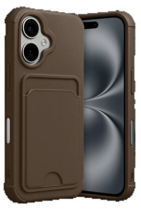 Buti̇k Apple İphone 17 Kelvi̇n Kartvi̇zi̇tli̇ Si̇li̇kon - Kahverengi̇-(5796)