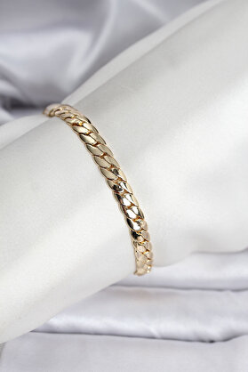 Toptan Bulurum 14K Gold Renk Kaplama Ezme Zi̇nci̇r Model Kadın Bi̇lekli̇k