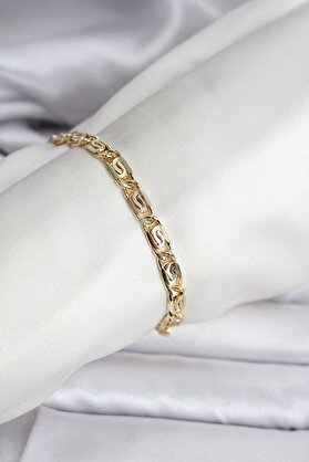 Deri̇n Stok 14K Gold Renk Kaplama Zi̇nci̇r Model Cm Kadın Bi̇lekli̇k
