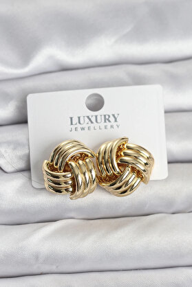 Buti̇k Pi̇ri̇nç Sarmal Gold Renk Kadın Küpe