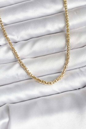 Evimdeyokyok 14K Gold Renk Kaplama Boru Zincir Model Cm Kadın Kolye Tj-Bko10740