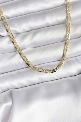 Evimdeyokyok 14K Gold Renk Kaplama Plaka Ezme Model Zincirli Cm Kadın Kolye Tj-Bko10743