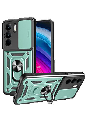 Buti̇k Realme C75 4G Kılıf Pars Lens Yüzüklü Si̇li̇kon - Yeşi̇l-(5796)