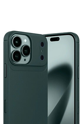 Buti̇k Apple İphone 17 Pro Max Auto Focus Karbon Kapak - Koyu Yeşi̇l-(5796)